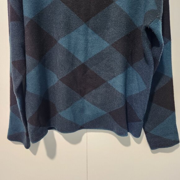 Tahari Green Black Plaid Design Mock Turtleneck Long Sleeve Sweater Large - Picture 5 of 6